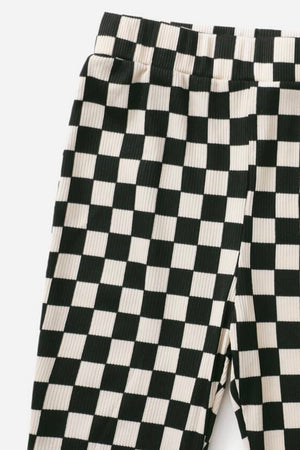 Checker Flare Pants Black and Cream