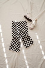 Checker Flare Pants Black and White