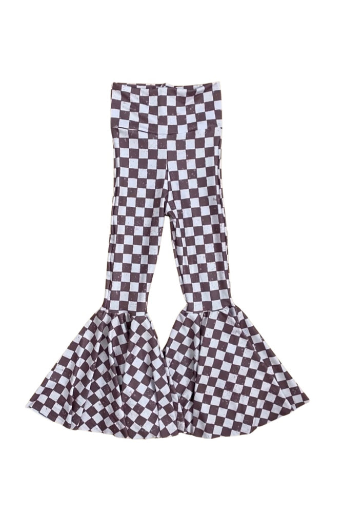 
                
                    Load image into Gallery viewer, Washed Checker Print Bell Bottoms
                
            
