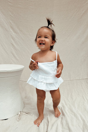 
                
                    Load image into Gallery viewer, White Ruffle Two-Piece Set
                
            