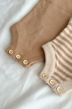 Organic Knitted Bodysuit- Fawn
