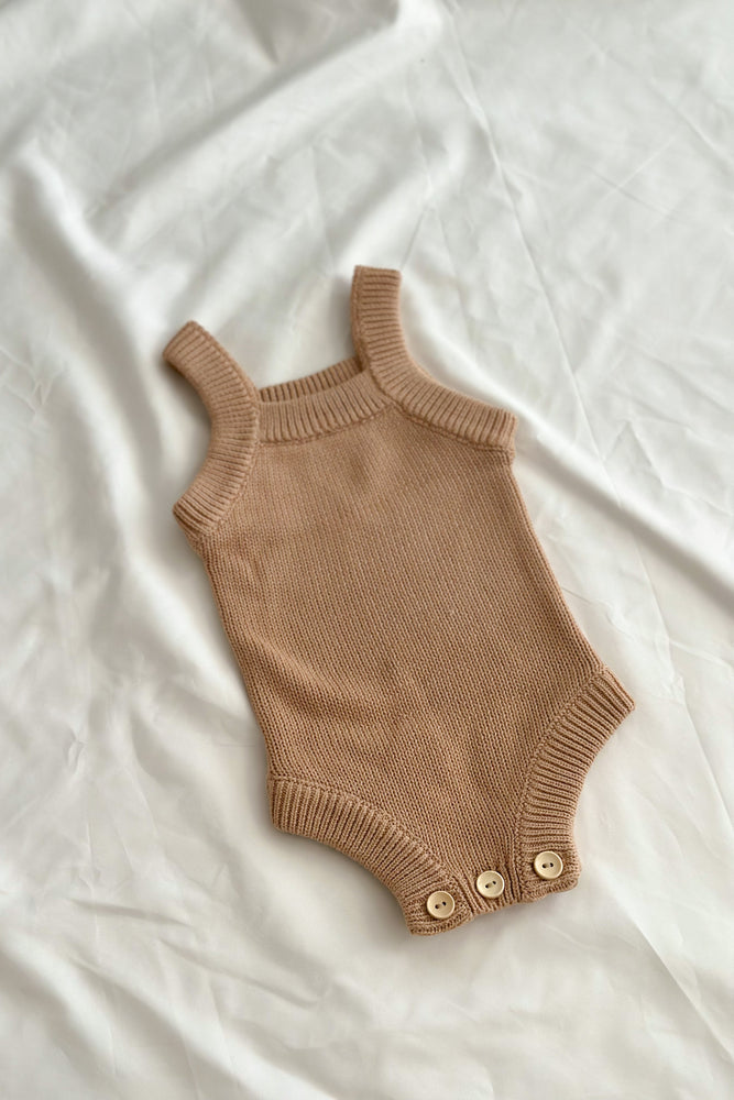 Organic Knitted Bodysuit- Fawn