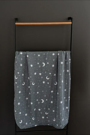 
                
                    Load image into Gallery viewer, Night Sky Muslin Swaddle Blanket
                
            