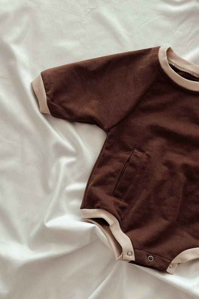 
                
                    Load image into Gallery viewer, Chocolate Sweater Romper
                
            