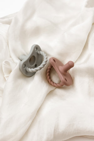 
                
                    Load image into Gallery viewer, 2 pack Pacifiers| Rose + Grey
                
            