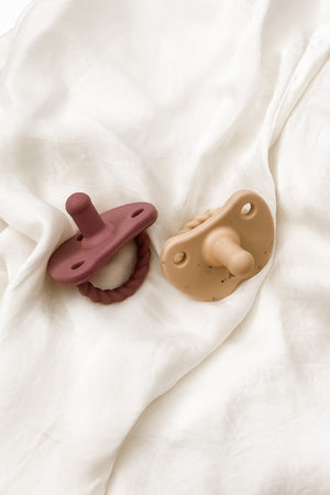 2 pack Pacifiers| Mauvewood + Tan Speckle
