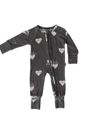 Mama Heart Zip Romper Pajama