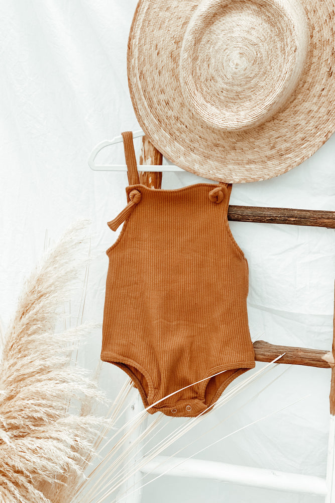 
                
                    Load image into Gallery viewer, Almond Ribbed Romper
                
            