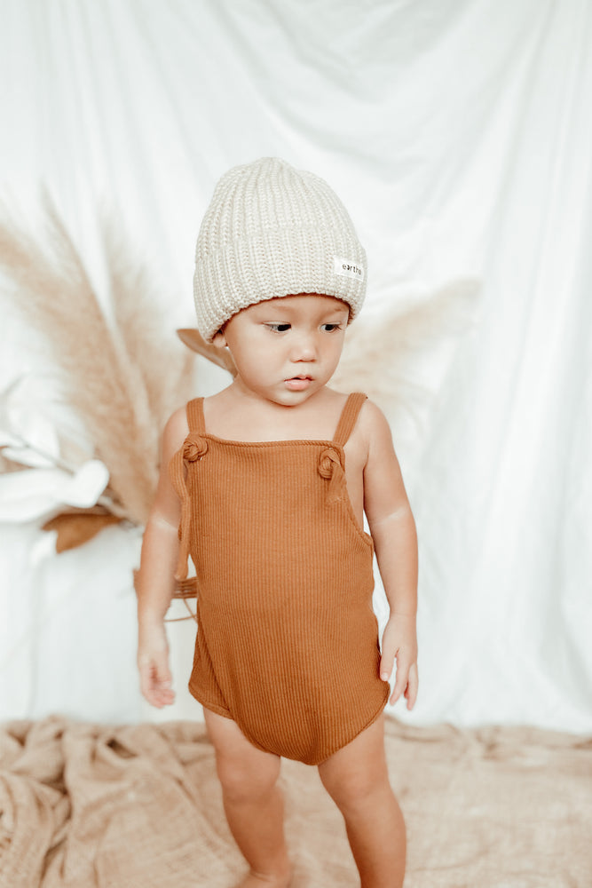 
                
                    Load image into Gallery viewer, Almond Ribbed Romper
                
            